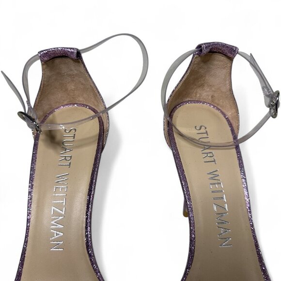Stuart Weitzman Glitter Lilac High Heel PVC Sandal sz 8 NWOT - Picture 5 of 13